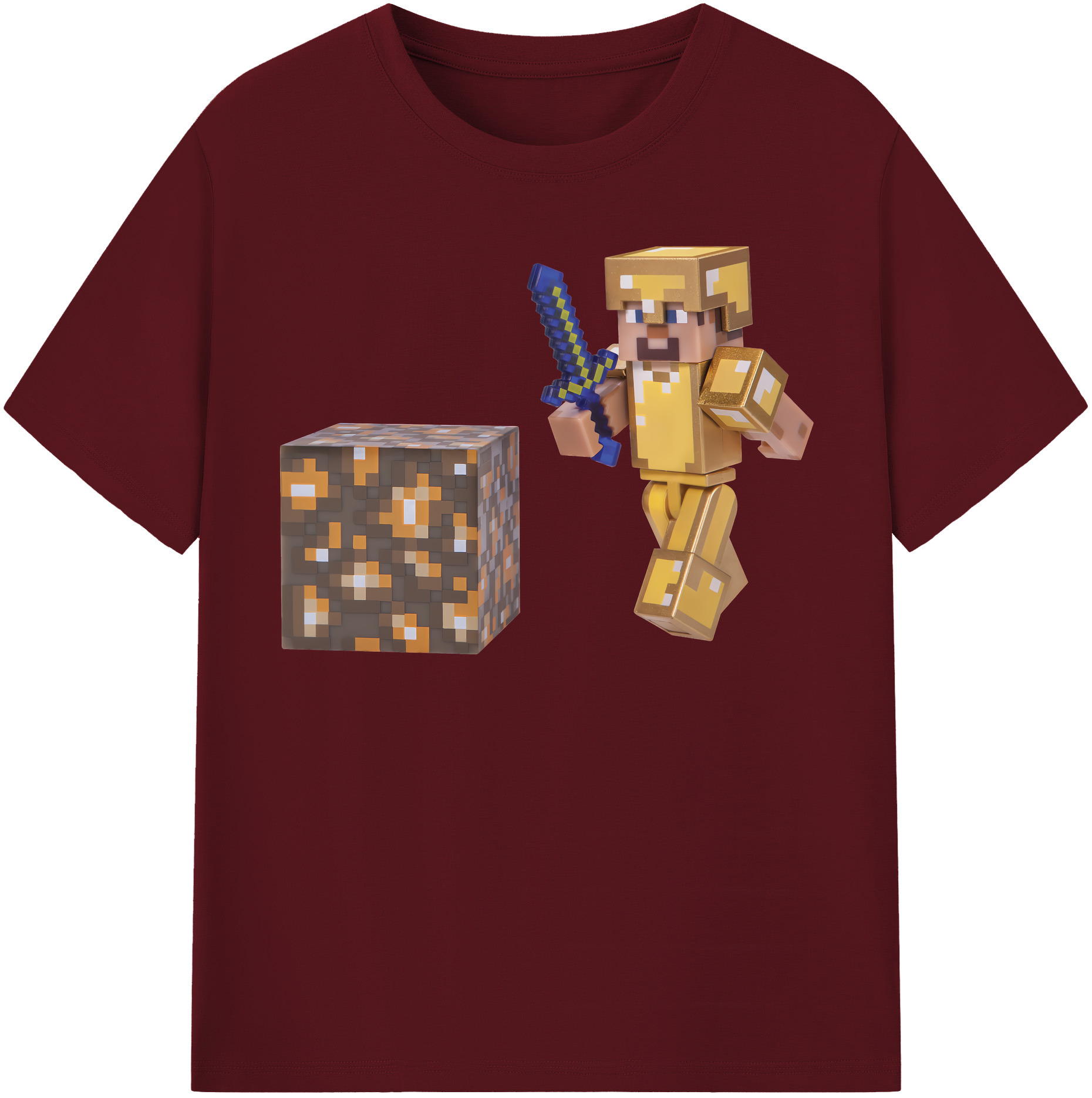 （画像用） マインクラフト ブロックの世界 Minecraft MC Block world 綿100％半袖Tシャツ（フロントプリント）